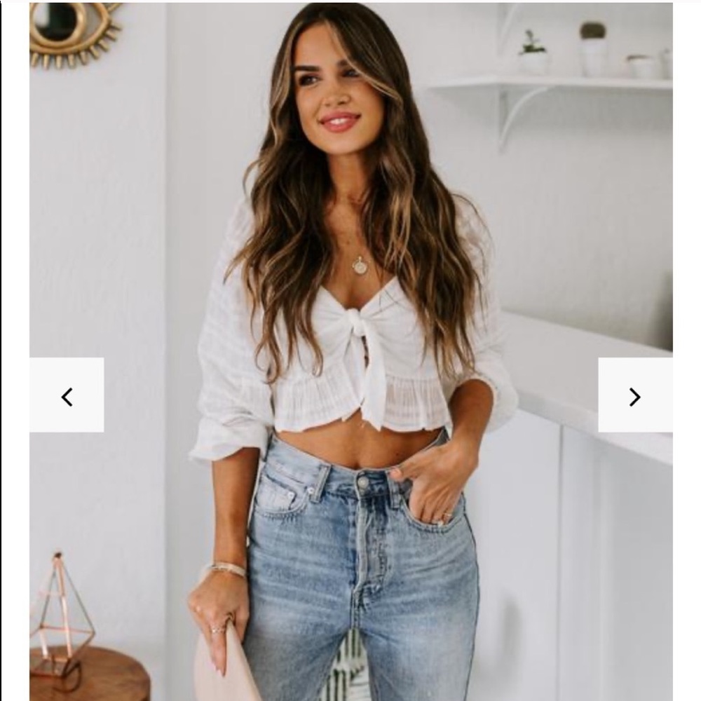 White Tie Front Top